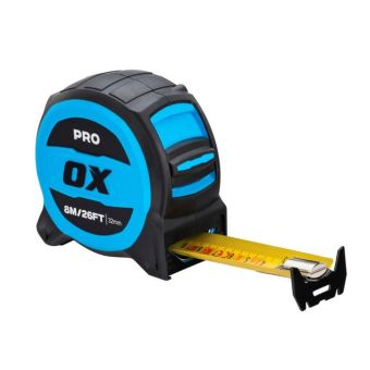 OX Tools Pro Tuff Blade Tape Measure 8m 26ft Magnetic Dual Hook 32mm OX P506408