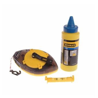 Stanley STA047465 Power Winder Chalk Line 30m with Chalk and Level