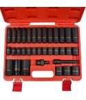 Jefferson JEFISOC12-04 34pc 1/2" Metric Impact Socket Set (6pt)